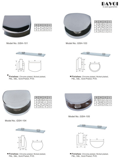 Brass Glass Shelf Holder supplier for 6-12mm wall[GSH-101,GSH-103,GSH-104,GSH-105]