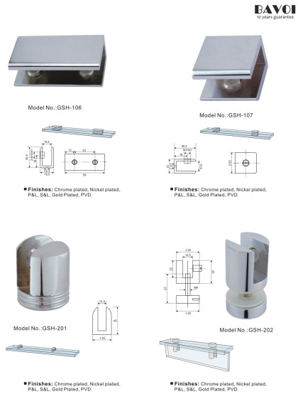 Brass Glass Shelf Holder supplier for 6-12mm wall[GSH-201,GSH-202,GSH-106,GSH-107]