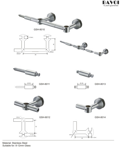Glass Shelf Holder Parts supplier for bathroom[GSH-8010,8011,8012,8013,8014]